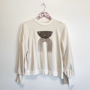 BÖHME Cream & Gray Arch Print Crew Neck Sweatshirt! Size Small